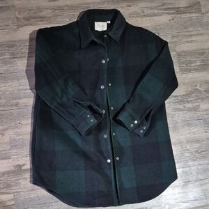 RD Style Green and Black Plaid Shacket
